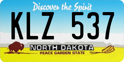 ND license plate KLZ537