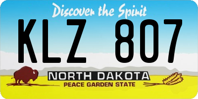 ND license plate KLZ807