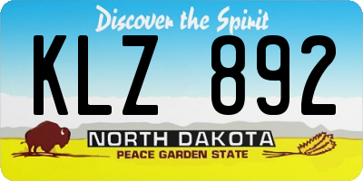 ND license plate KLZ892
