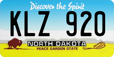ND license plate KLZ920