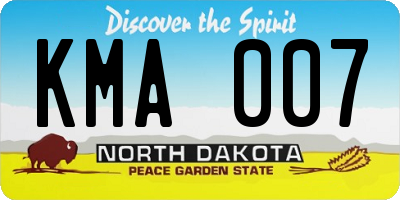 ND license plate KMA007