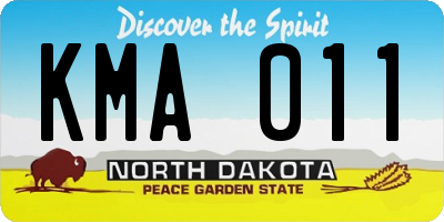 ND license plate KMA011
