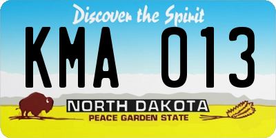 ND license plate KMA013