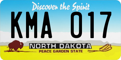 ND license plate KMA017