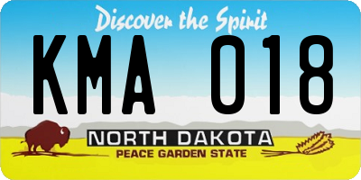 ND license plate KMA018
