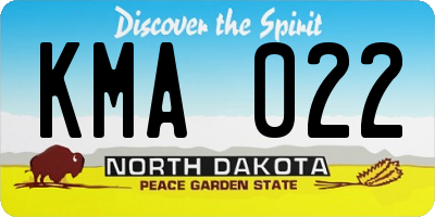 ND license plate KMA022