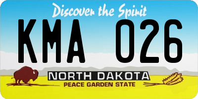 ND license plate KMA026