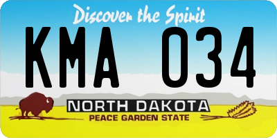 ND license plate KMA034