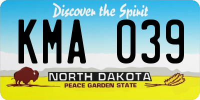 ND license plate KMA039