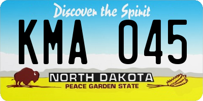 ND license plate KMA045