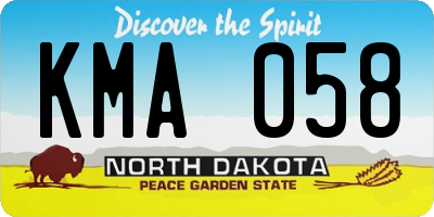 ND license plate KMA058