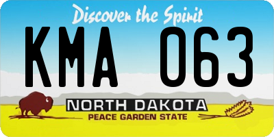 ND license plate KMA063