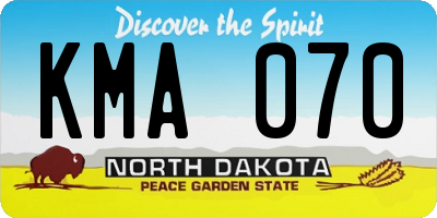 ND license plate KMA070