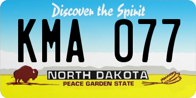 ND license plate KMA077