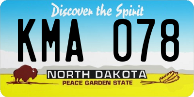 ND license plate KMA078