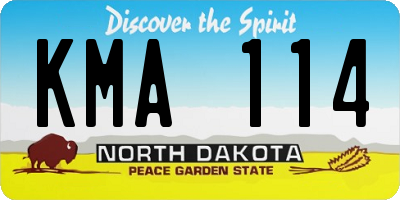 ND license plate KMA114