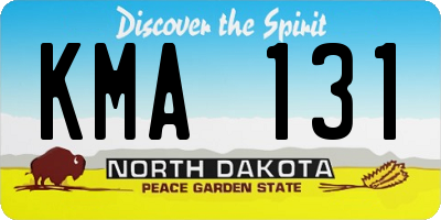 ND license plate KMA131