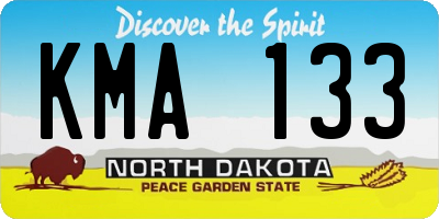ND license plate KMA133