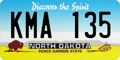 ND license plate KMA135