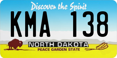 ND license plate KMA138