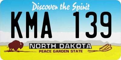 ND license plate KMA139