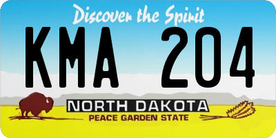 ND license plate KMA204
