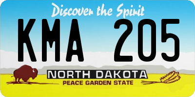 ND license plate KMA205