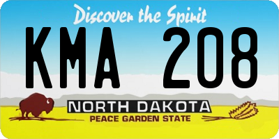 ND license plate KMA208