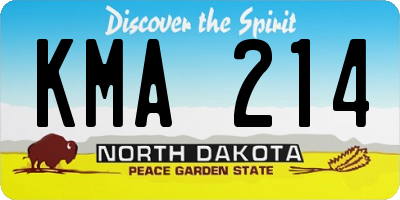 ND license plate KMA214