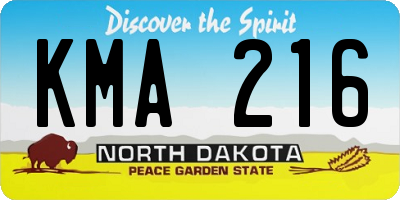 ND license plate KMA216