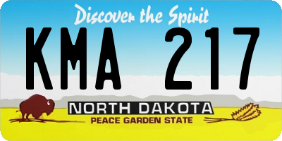 ND license plate KMA217