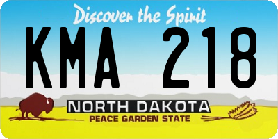 ND license plate KMA218