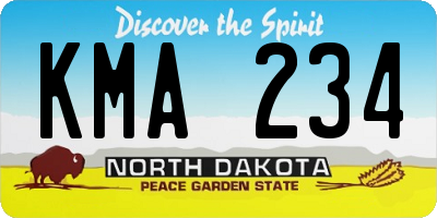 ND license plate KMA234