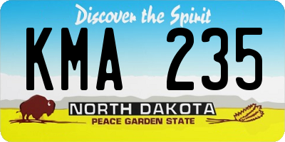 ND license plate KMA235