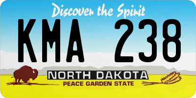 ND license plate KMA238