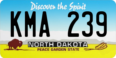 ND license plate KMA239