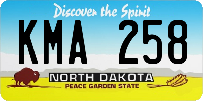 ND license plate KMA258