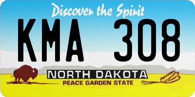 ND license plate KMA308