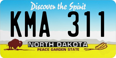ND license plate KMA311