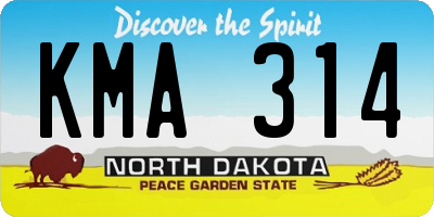 ND license plate KMA314