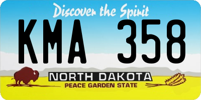 ND license plate KMA358