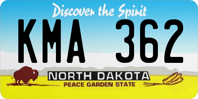 ND license plate KMA362