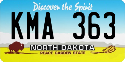 ND license plate KMA363