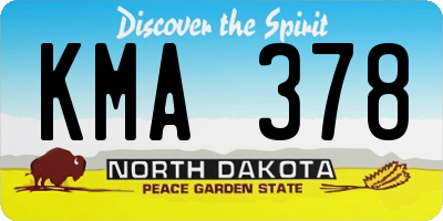 ND license plate KMA378