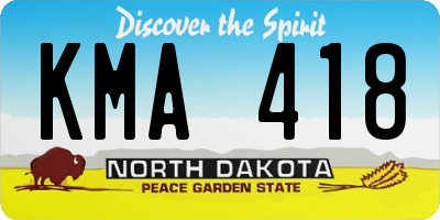 ND license plate KMA418