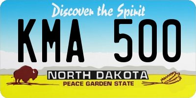 ND license plate KMA500