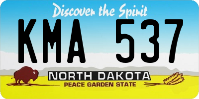 ND license plate KMA537