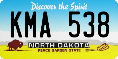 ND license plate KMA538