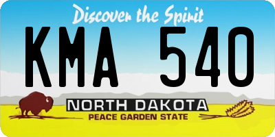 ND license plate KMA540