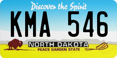 ND license plate KMA546